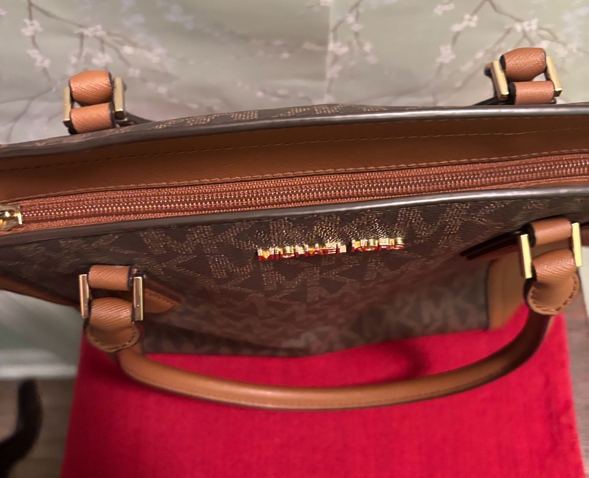 Michael Kors Sheila Medium Logo Brown Satchel Bag 12