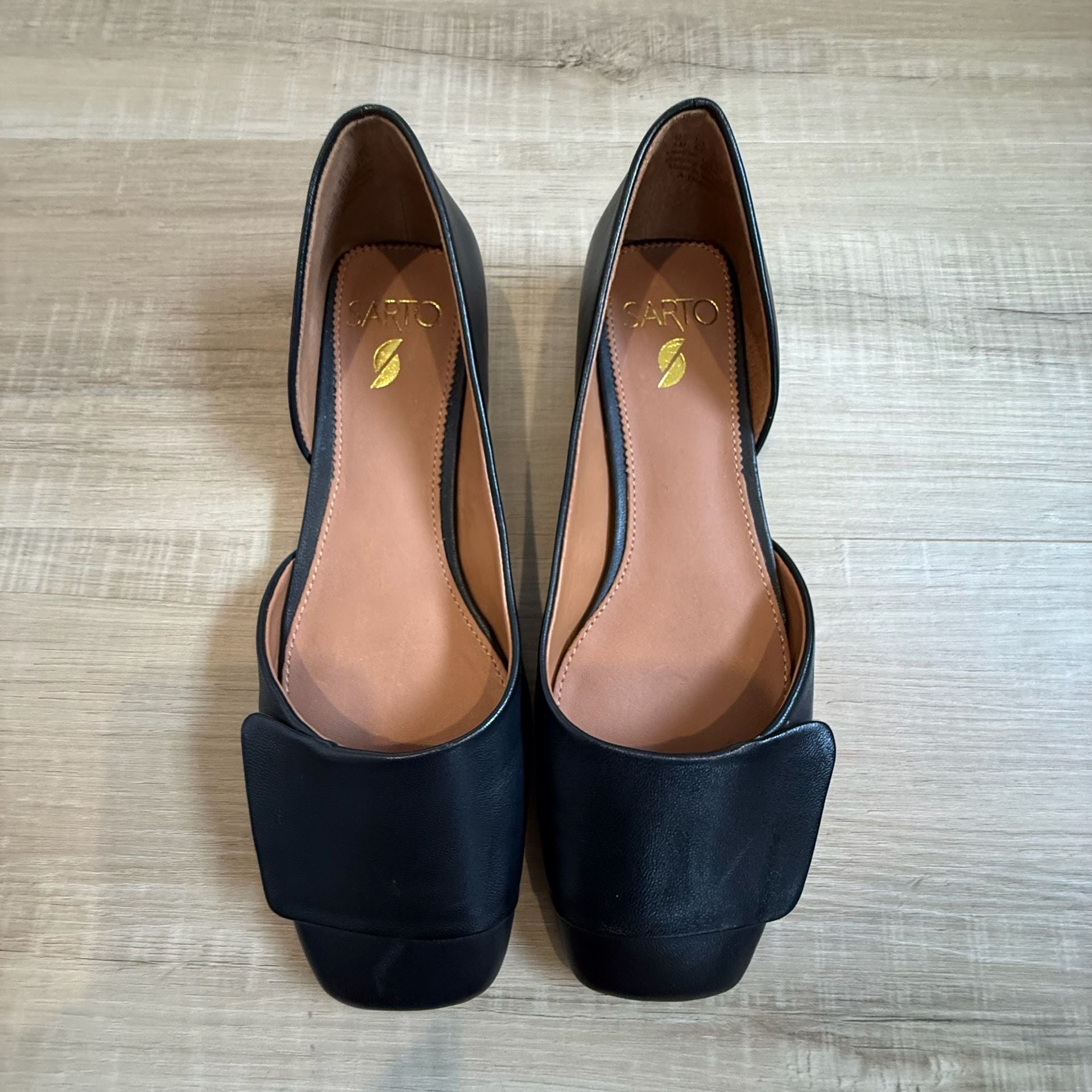 Sarto by Franco Sarto Tracy Square Toe D'Orsay Flats in Black Leather 2