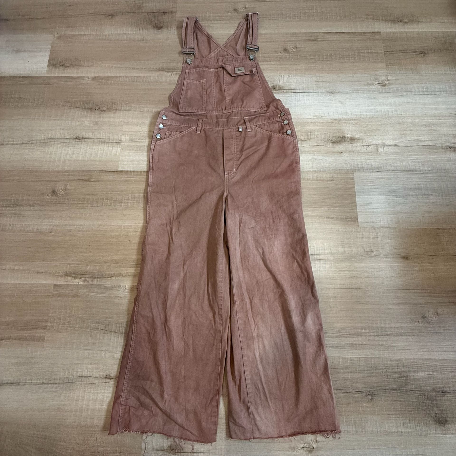 Vintage 90s Calvin Klein Jeans Wide Leg Utility Overalls in Mauve Brown 2