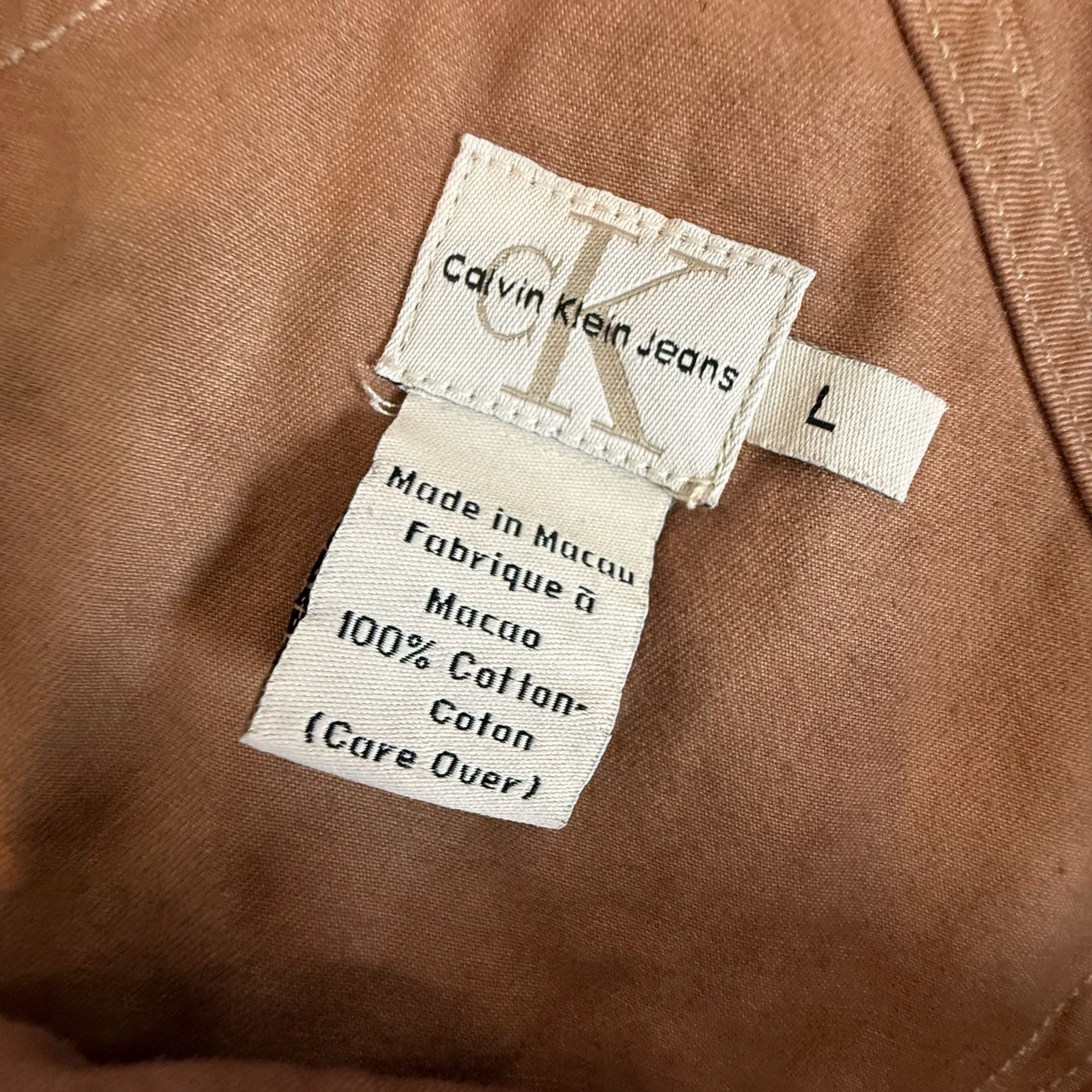 Vintage 90s Calvin Klein Jeans Wide Leg Utility Overalls in Mauve Brown 4