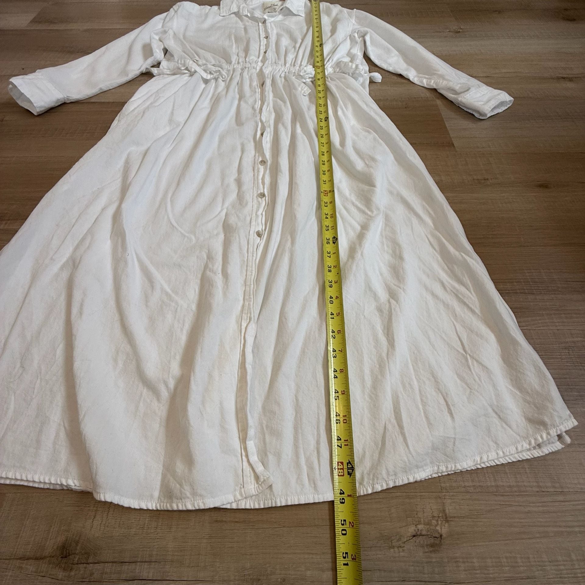 Universal Thread Long Sleeve Cinch Waist Maxi Shirtdress in White 6