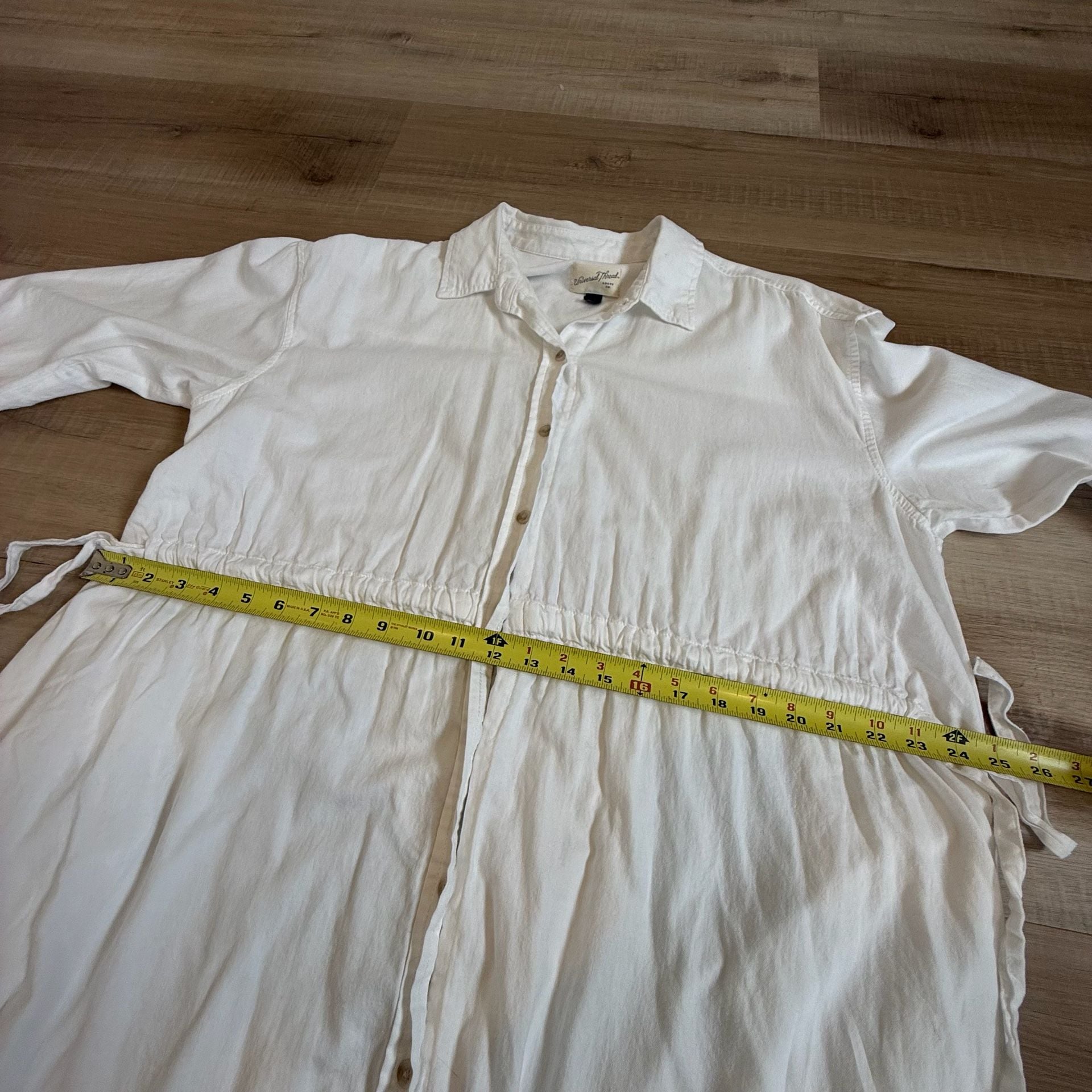 Universal Thread Long Sleeve Cinch Waist Maxi Shirtdress in White 8