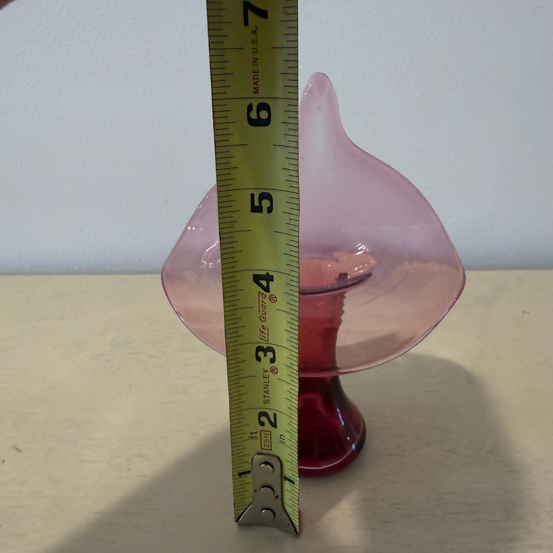 Vintage Pilgrim Cranberry Art Glass Jack in the Pulpit Vase 5