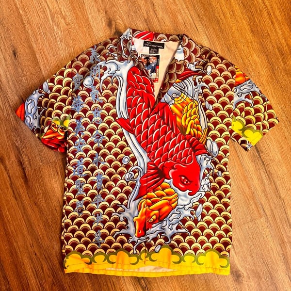 No Boundaries Boys Size 18 Vintage Koi Fish Graphic Button-Down Shirt Style NB107001