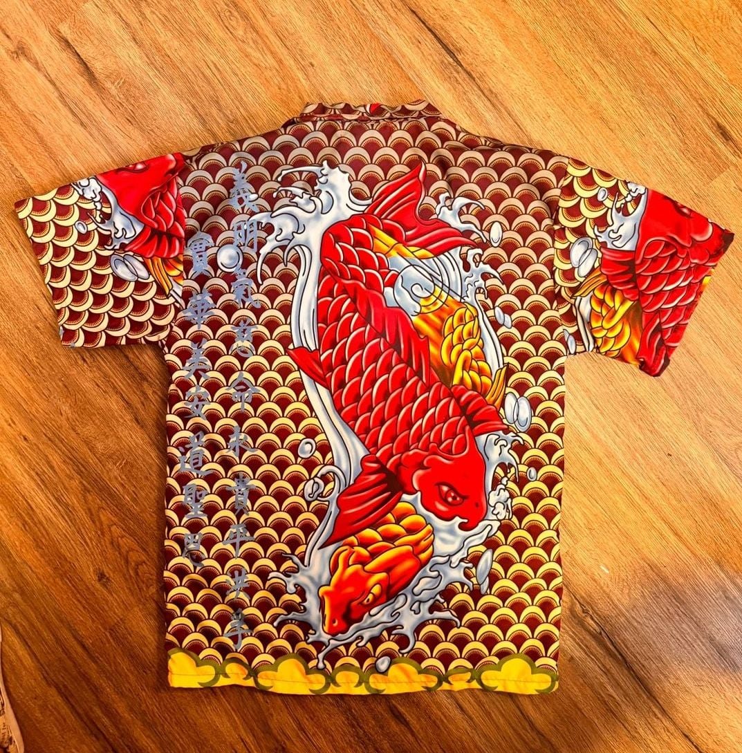 No Boundaries Boys Size 18 Vintage Koi Fish Graphic Button-Down Shirt Style NB107001 5