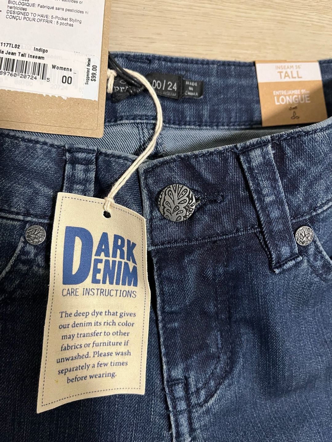 Size 00 PrAna Women's Kayla Denim Skinny Jeans, Tall Inseam 36 7