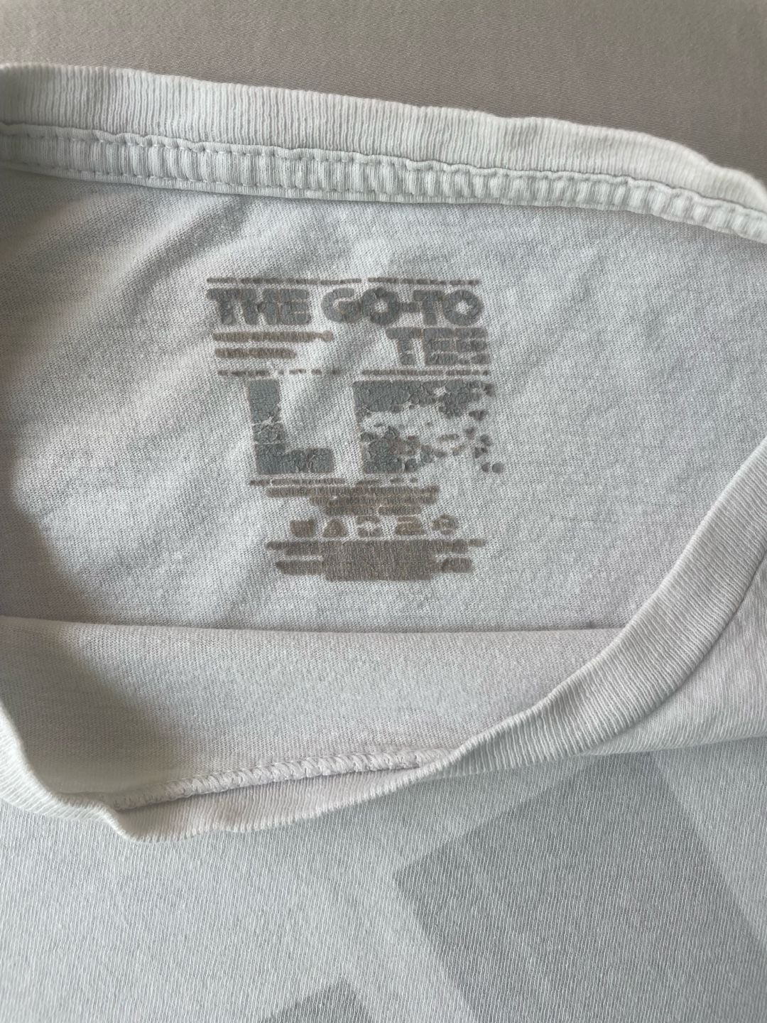 Distressed Vintage-Style Adidas The Go-To Tee Classic Big Logo White T-Shirt 9