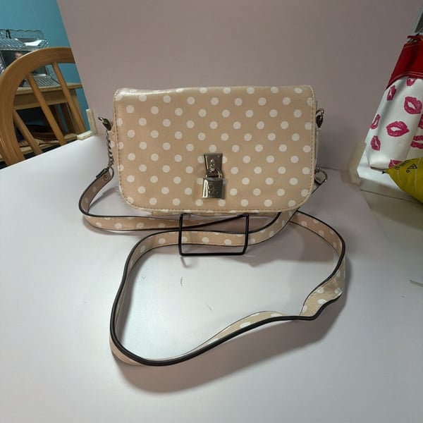 Jessica Simpson Polka Dot Fold-Over Crossbody Bag with Padlock Detail