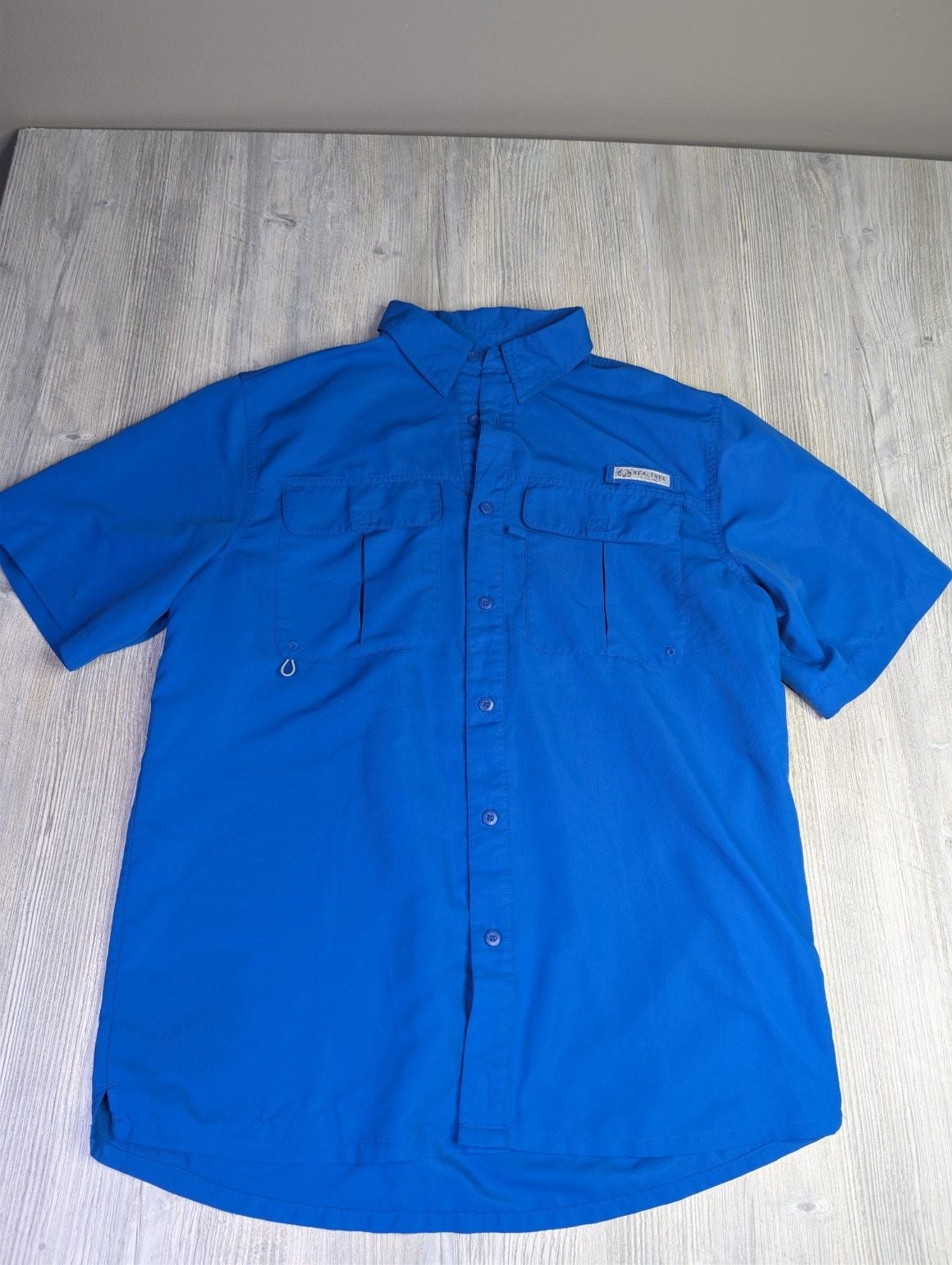 Realtree Fishing Men's Lapis Blue Short Sleeve Performance Fishing Shirt 2