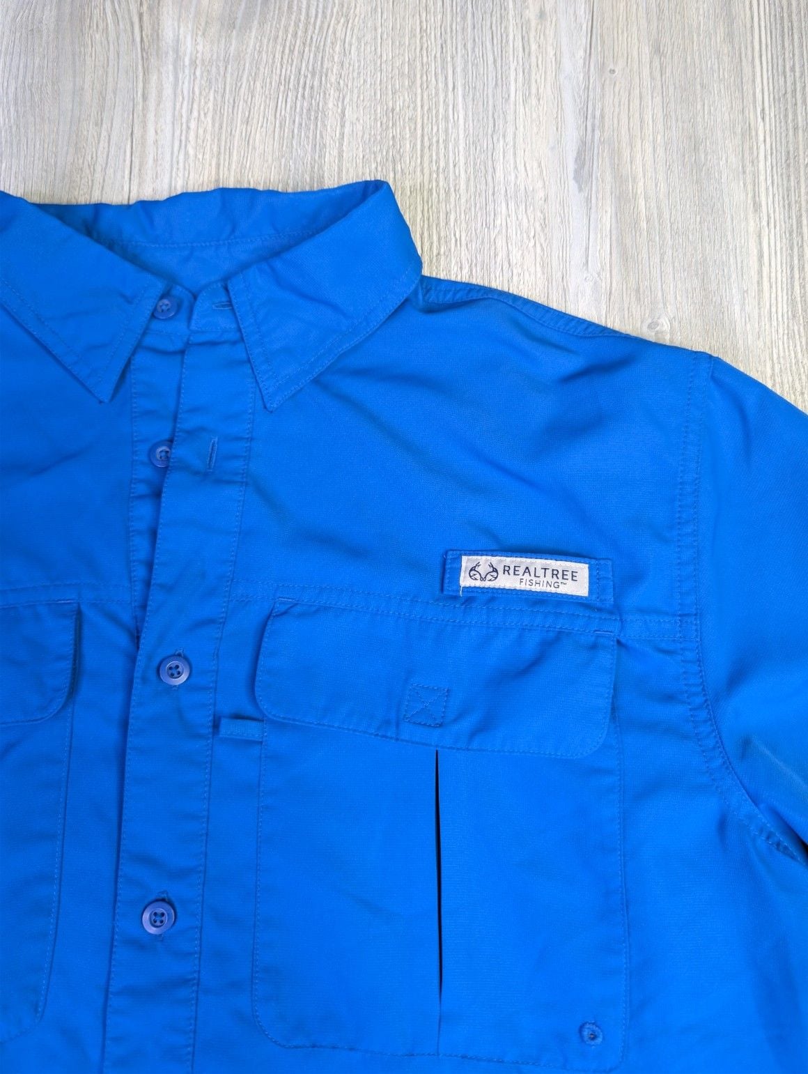Realtree Fishing Men's Lapis Blue Short Sleeve Performance Fishing Shirt 7