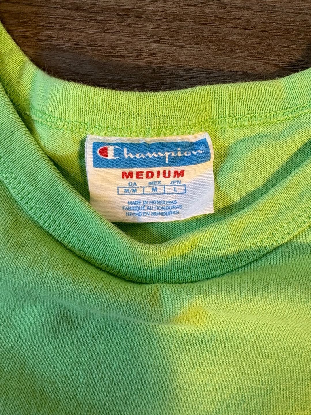 Champion Men's Lime Green Long Sleeve Graphic T-Shirt with Logo Chest 4