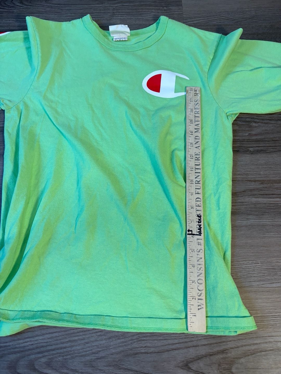 Champion Men's Lime Green Long Sleeve Graphic T-Shirt with Logo Chest 7