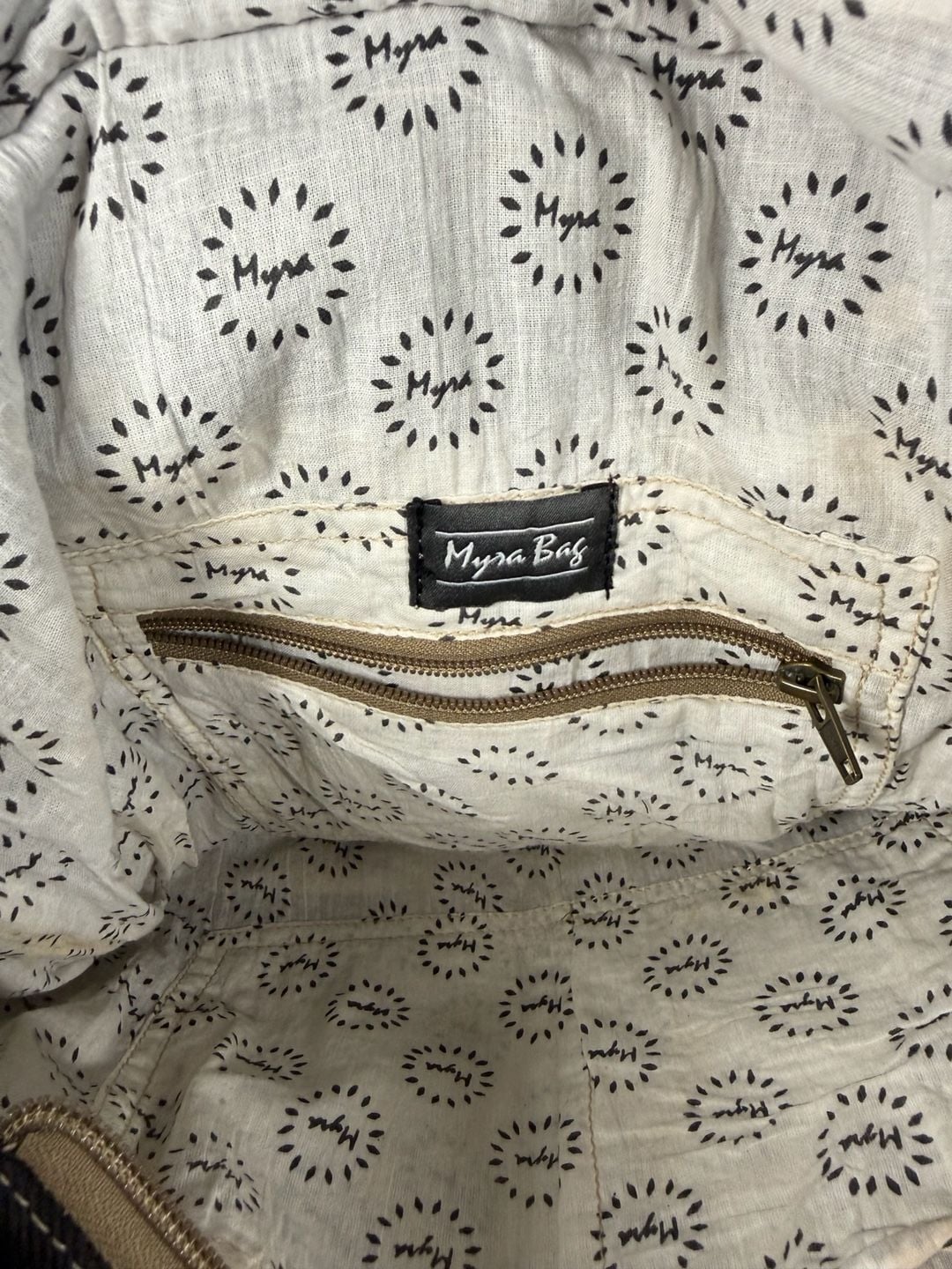 Myra Bag Upcycled Canvas and Genuine Leather Tote Bag with Floral Damask Pattern 8