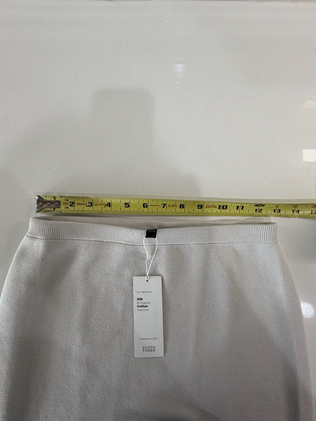 Silk & Organic Cotton Pencil Skirt in Bone - size petite xs 8