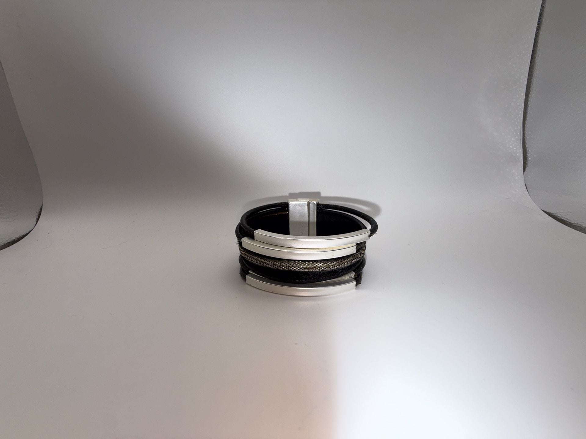Stella Valle Women Warriors Multi-Strand Black Leather and Silver-Tone Bracelet 2
