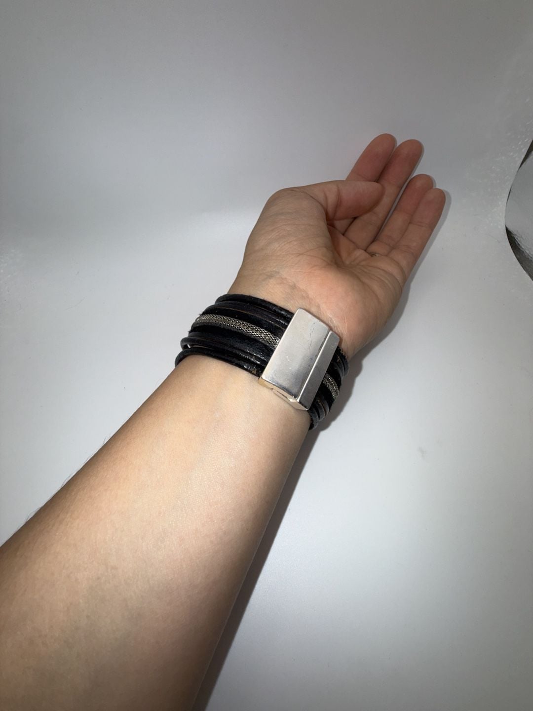 Stella Valle Women Warriors Multi-Strand Black Leather and Silver-Tone Bracelet 8
