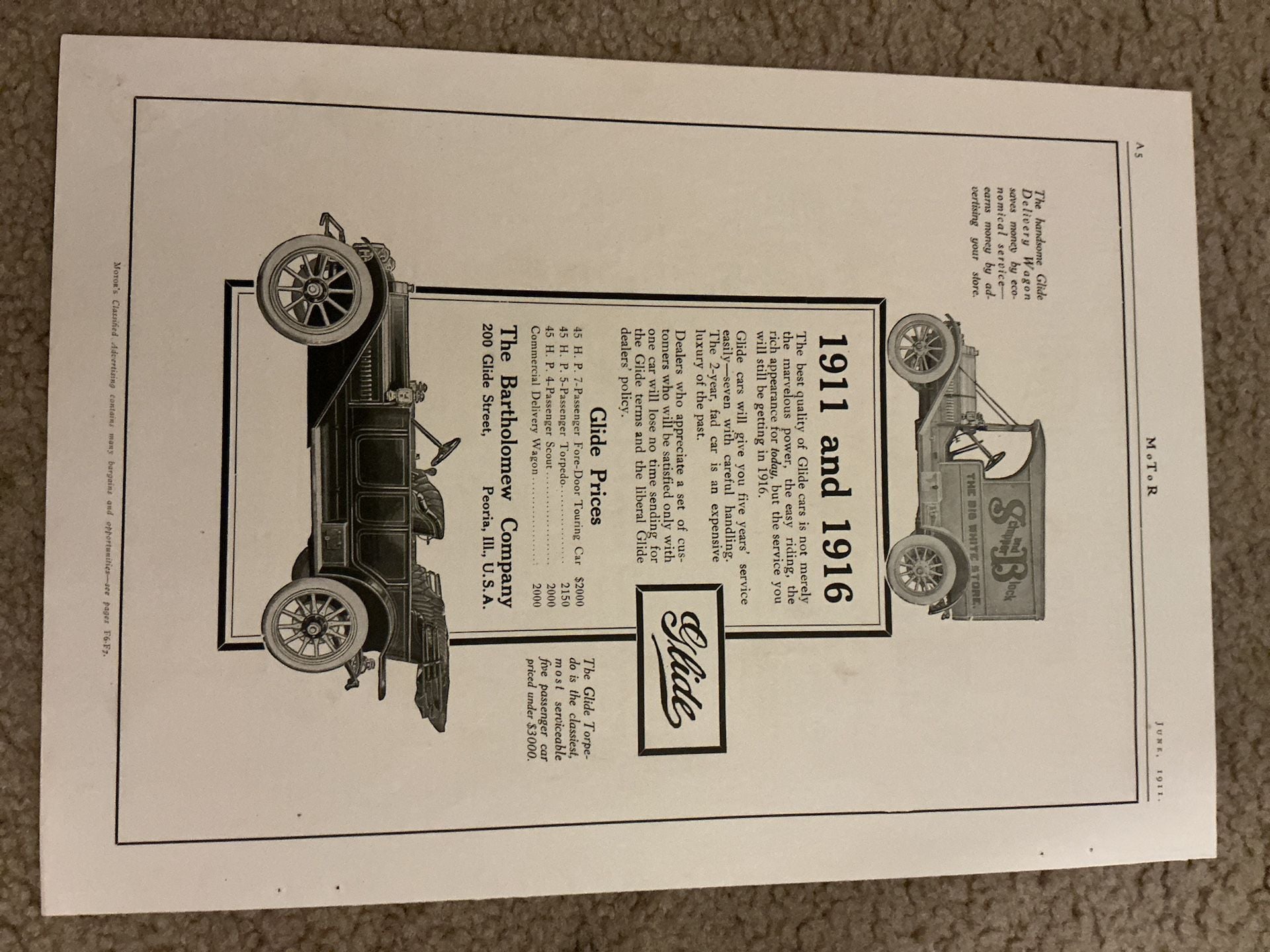 Lot of 6 Vintage 1911 Automobile Magazine Advertisements from MoToR Magazine 6