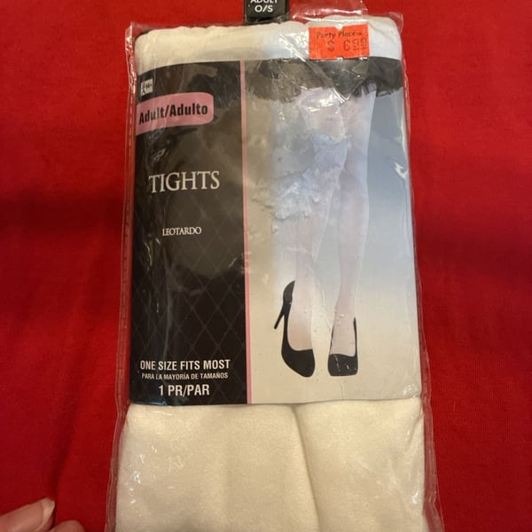 Amscan Adult Standard White Opaque Tights 1 Pair One Size