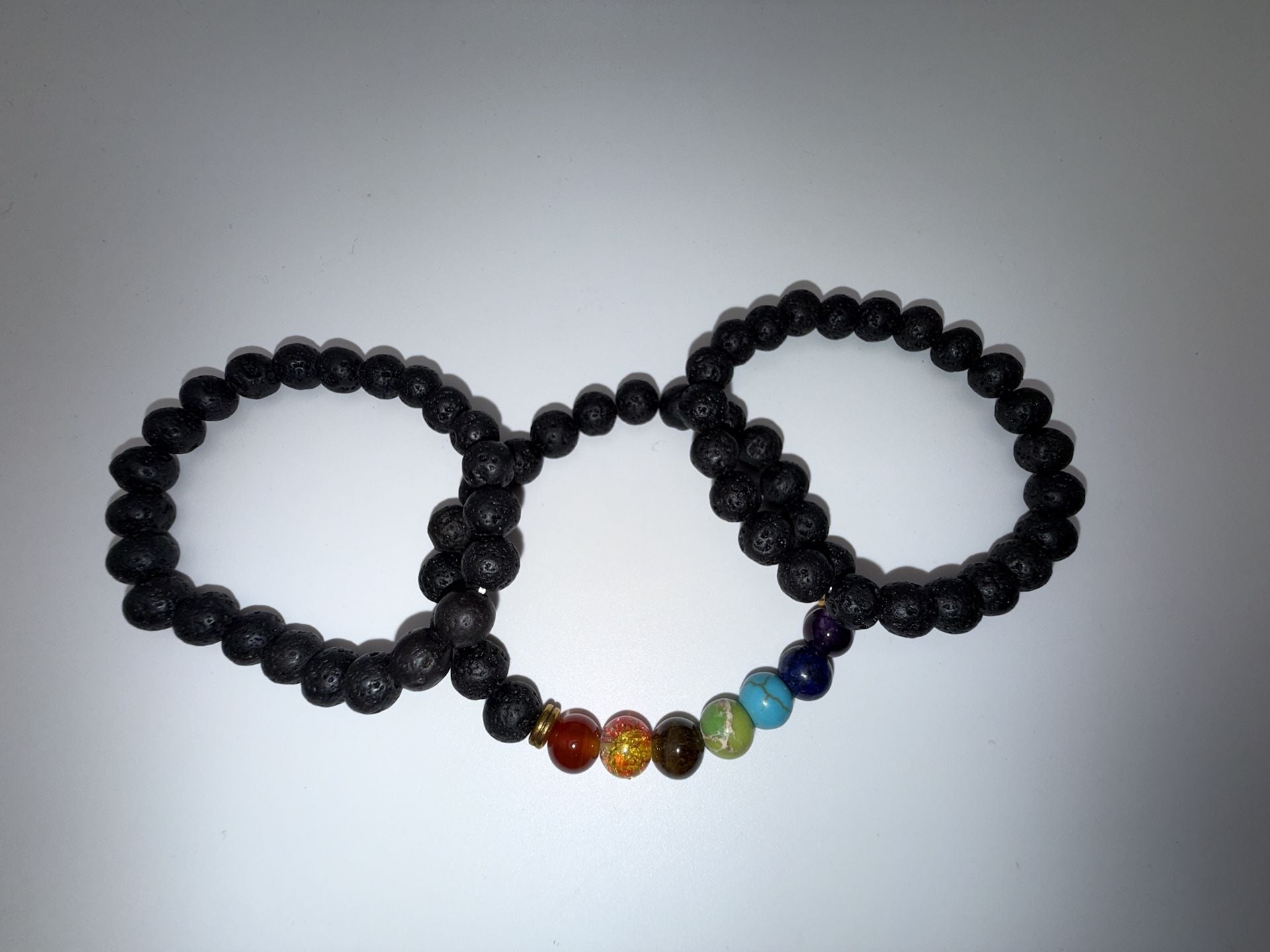 Natural Lava Stone 7 Chakra Beaded Stretch Bracelet Set 2
