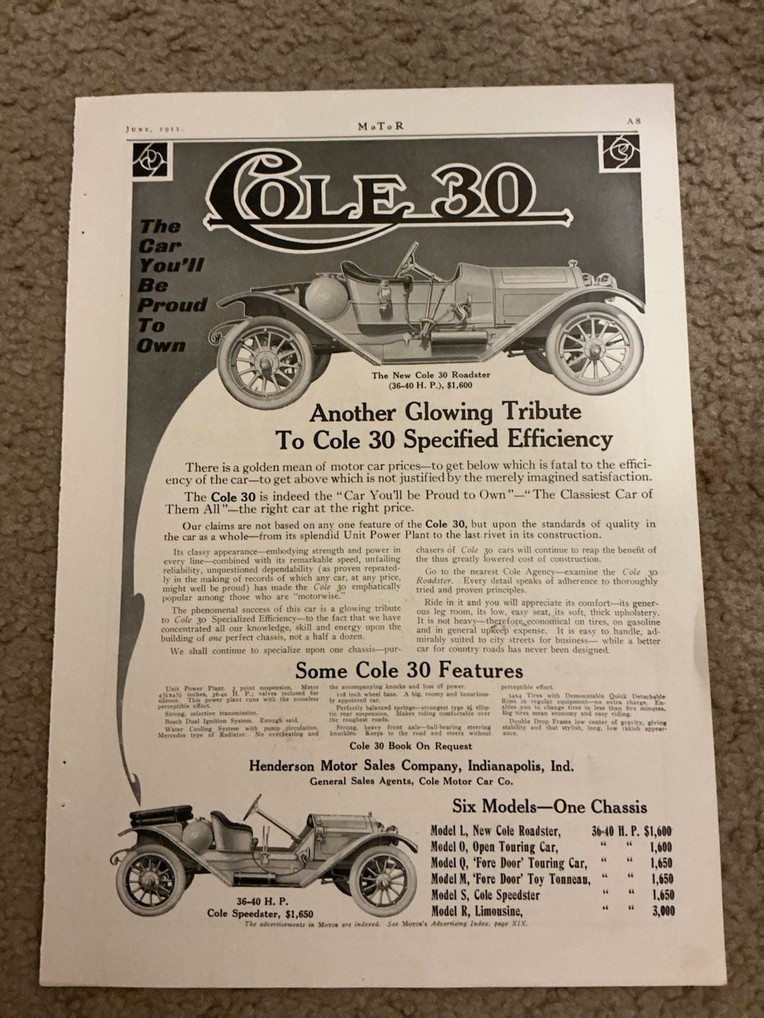 Lot of 6 Vintage 1911 Automobile Magazine Advertisements from MoToR Magazine 7