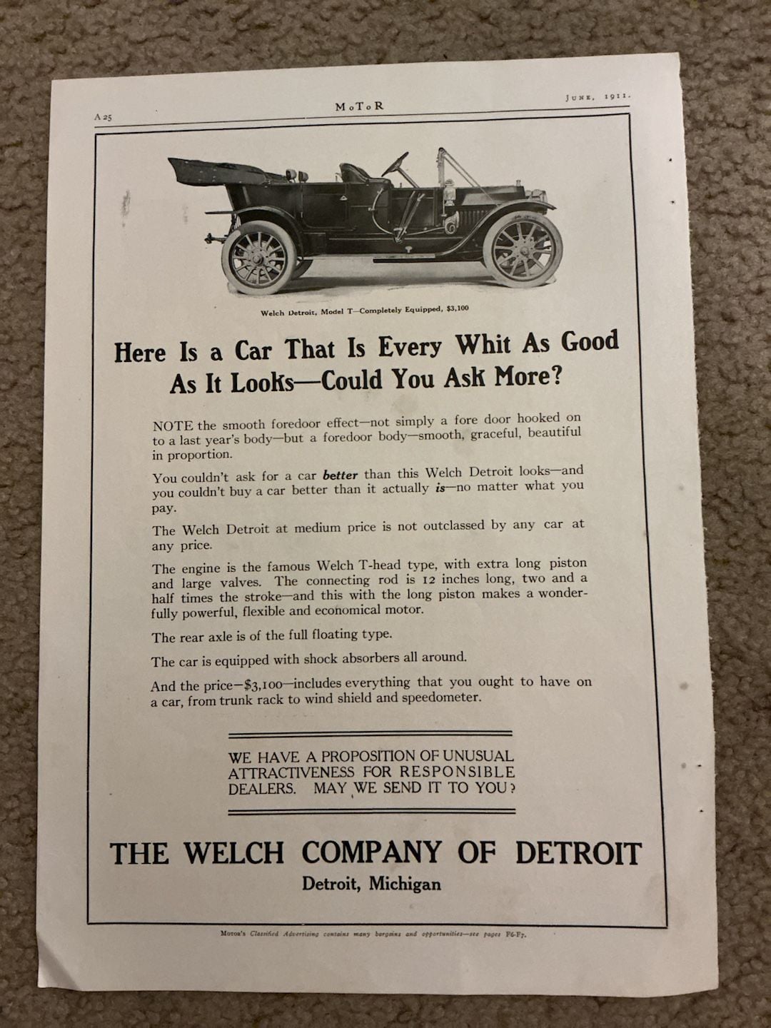 Lot of 6 Vintage 1911 Automobile Magazine Advertisements from MoToR Magazine 9