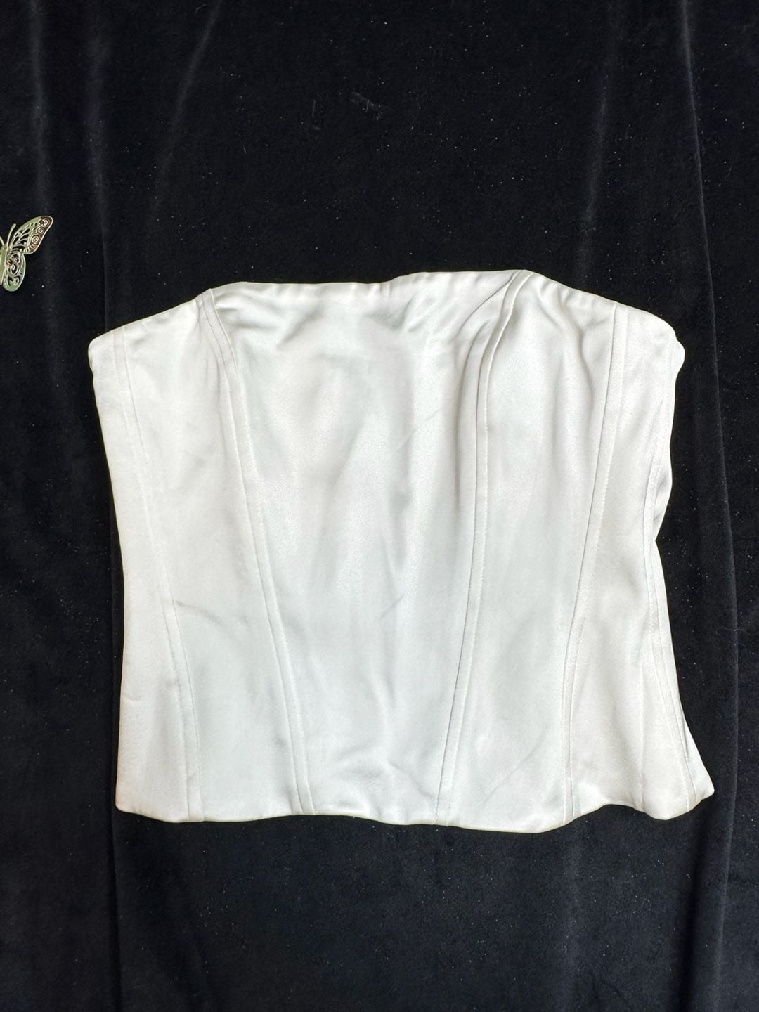 Aritiza ten Strapless Satin white Corset Top in Milk 2