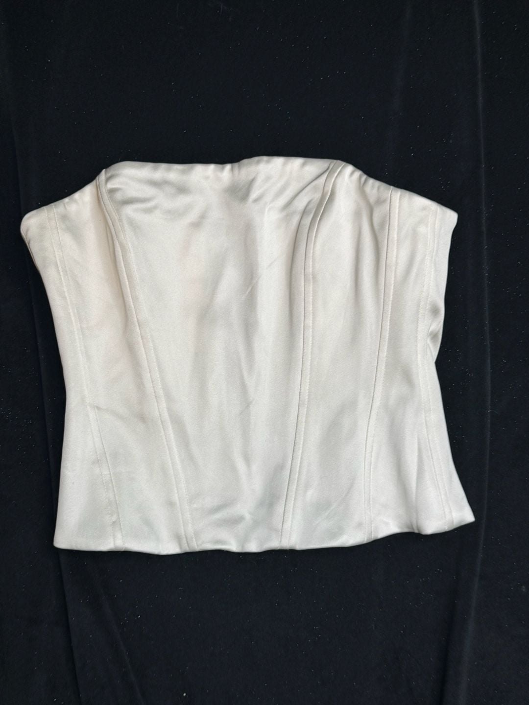 Aritiza ten Strapless Satin white Corset Top in Milk 3