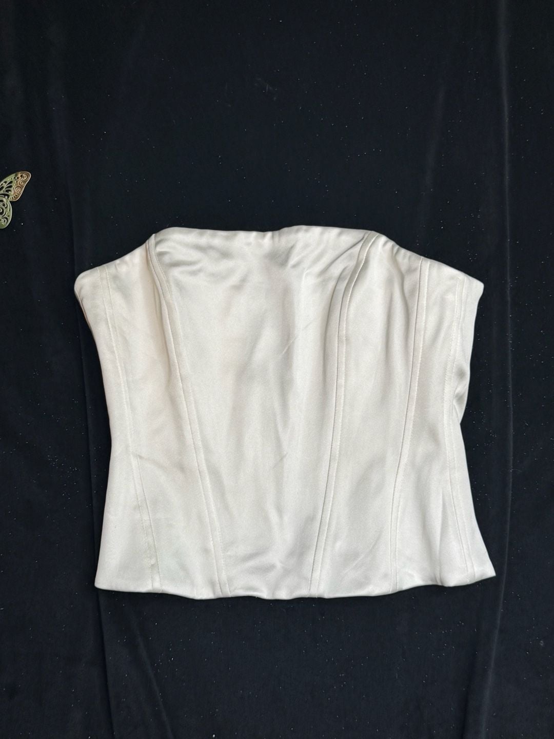 Aritiza ten Strapless Satin white Corset Top in Milk 4