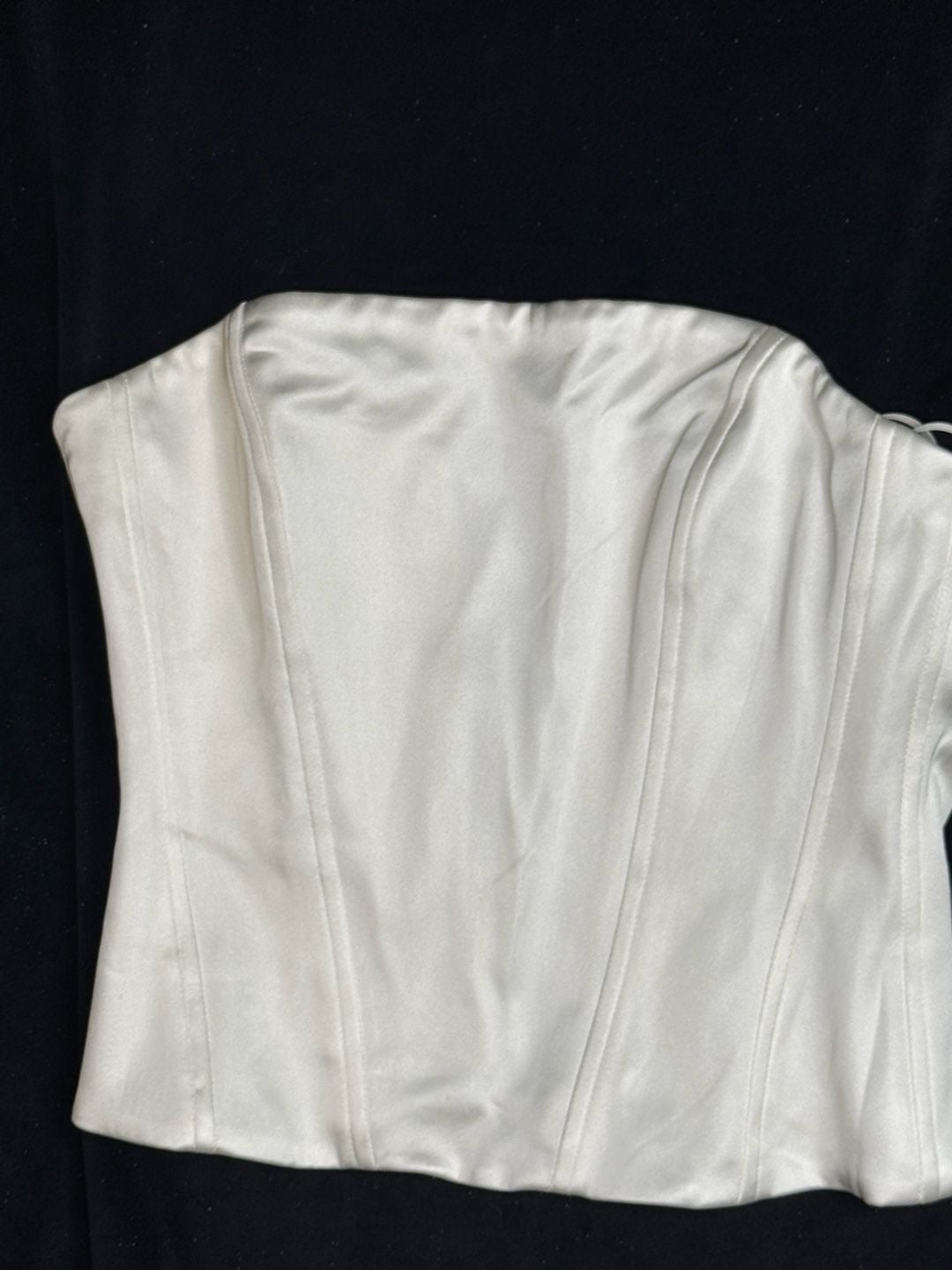 Aritiza ten Strapless Satin white Corset Top in Milk 6