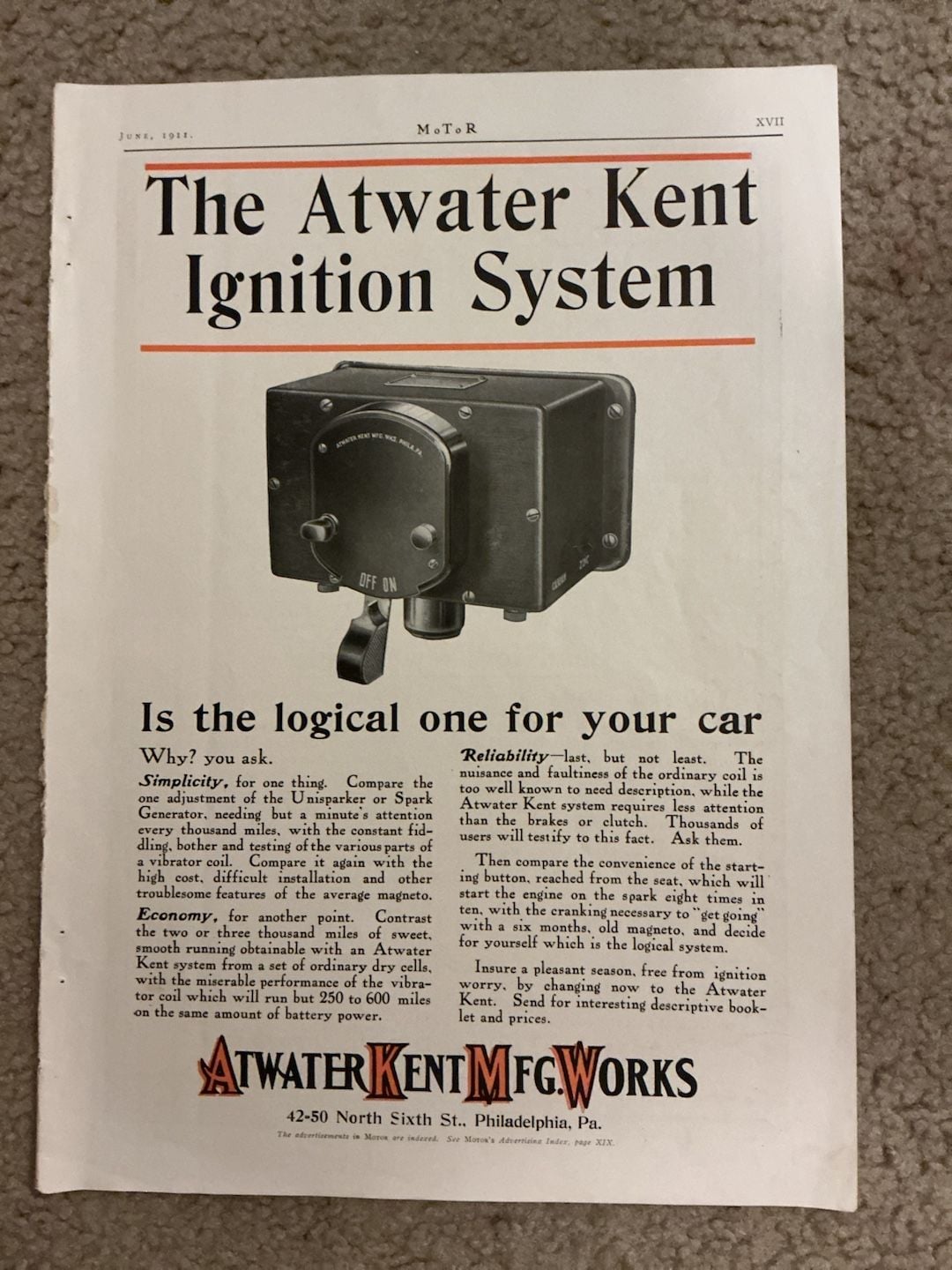 Lot of 6 Vintage 1911 Automobile Magazine Advertisements from MoToR Magazine 15