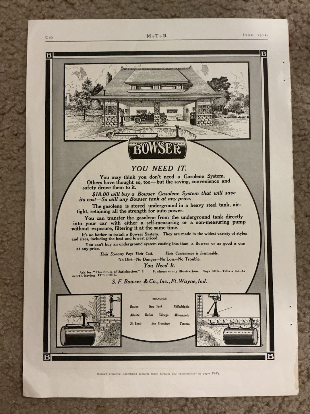 Lot of 6 Vintage 1911 Automobile Magazine Advertisements from MoToR Magazine 17
