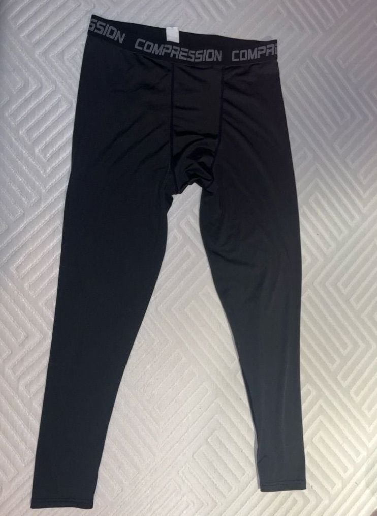 Athletic Men's Black Compression Leggings Tights 2