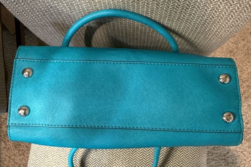Michael Kors Hamilton Saffiano Leather Chain-Strap Satchel in Teal 9