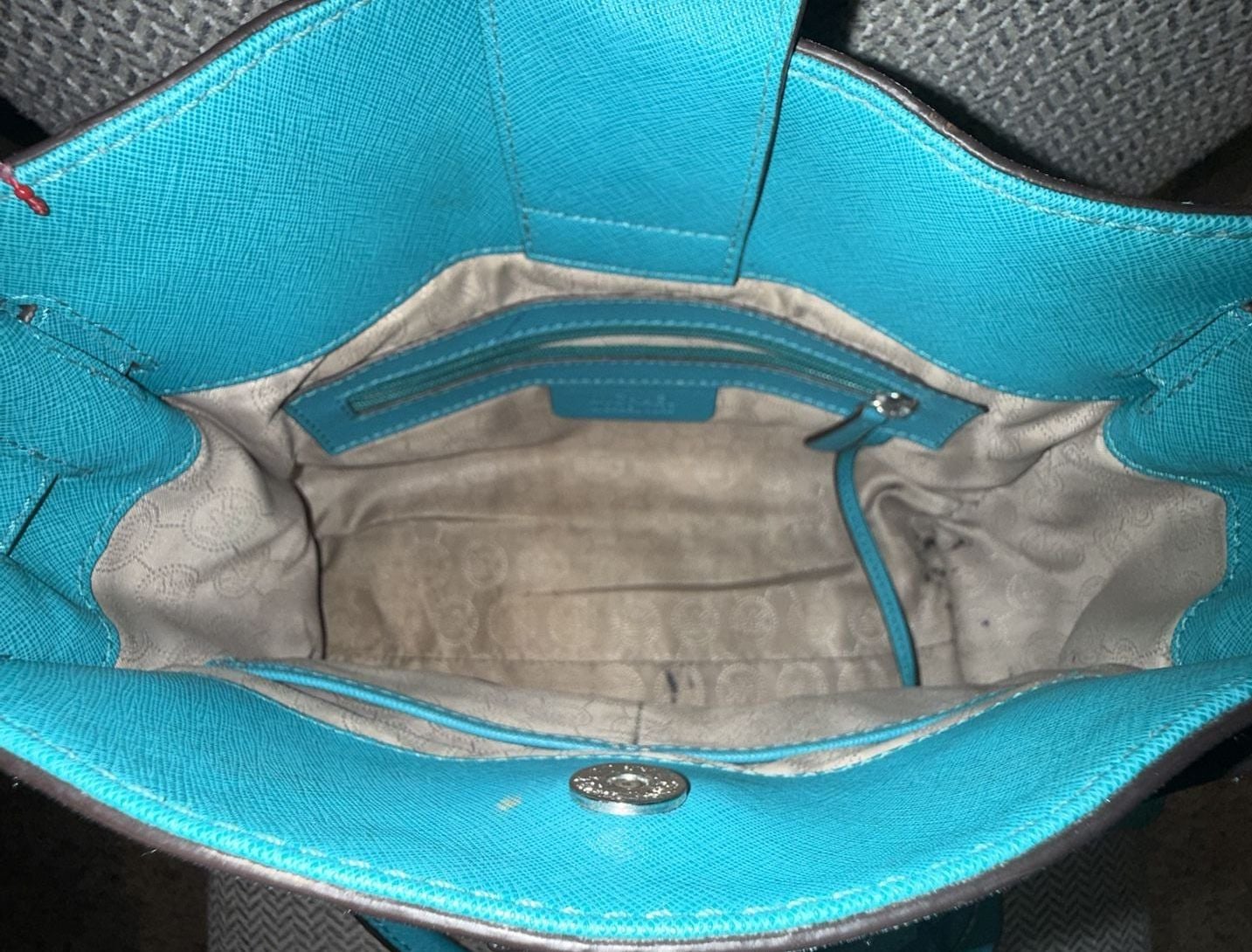 Michael Kors Hamilton Saffiano Leather Chain-Strap Satchel in Teal 10