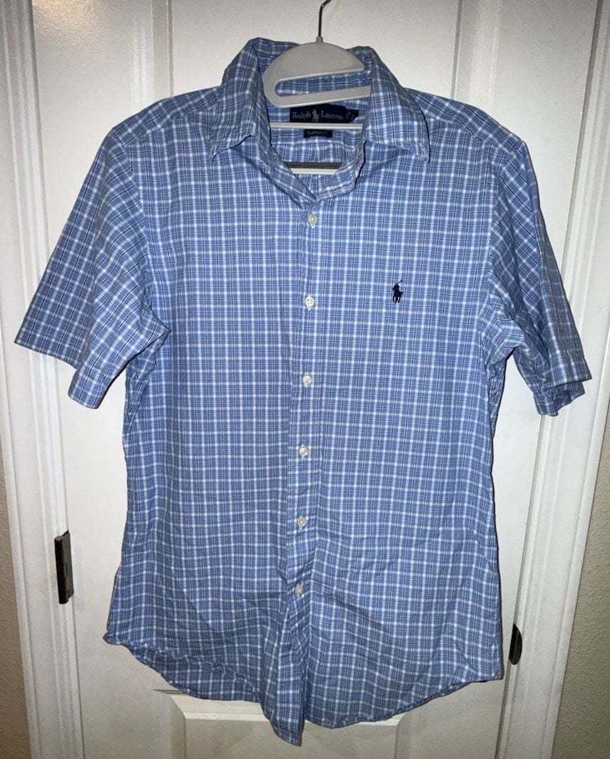 Polo Ralph Lauren Classic Fit Blue Plaid Short Sleeve Button-Down Shirt 2