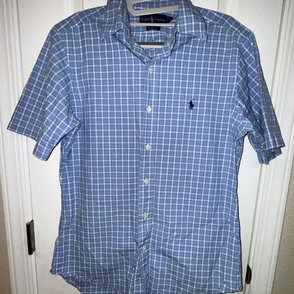 Polo Ralph Lauren Classic Fit Blue Plaid Short Sleeve Button-Down Shirt