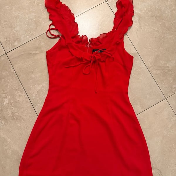 White Fox Boutique Red Ruffle Mini Dress