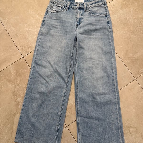 Vervet Blue High-Rise Raw Hem Wide Leg Jeans Style T6399