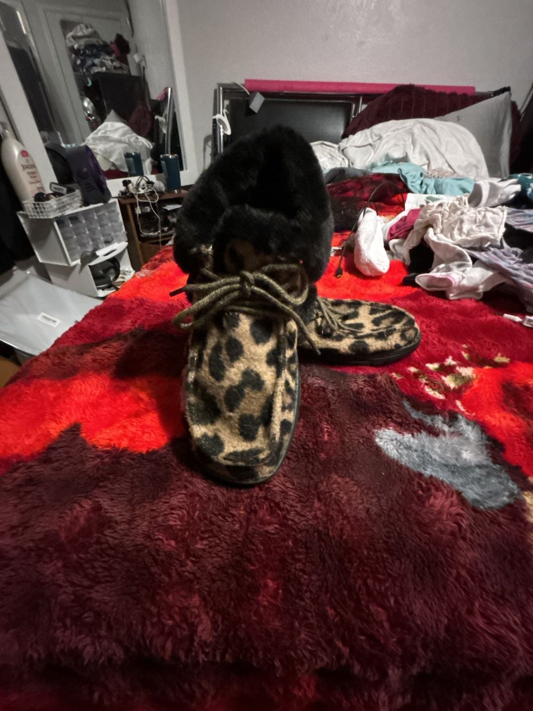 Hey Dude Britt Leopard Faux Fur Lined Slip-On Boots 1