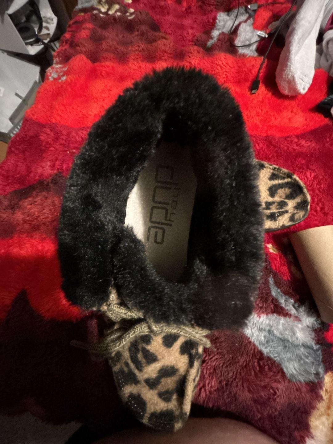 Hey Dude Britt Leopard Faux Fur Lined Slip-On Boots 4