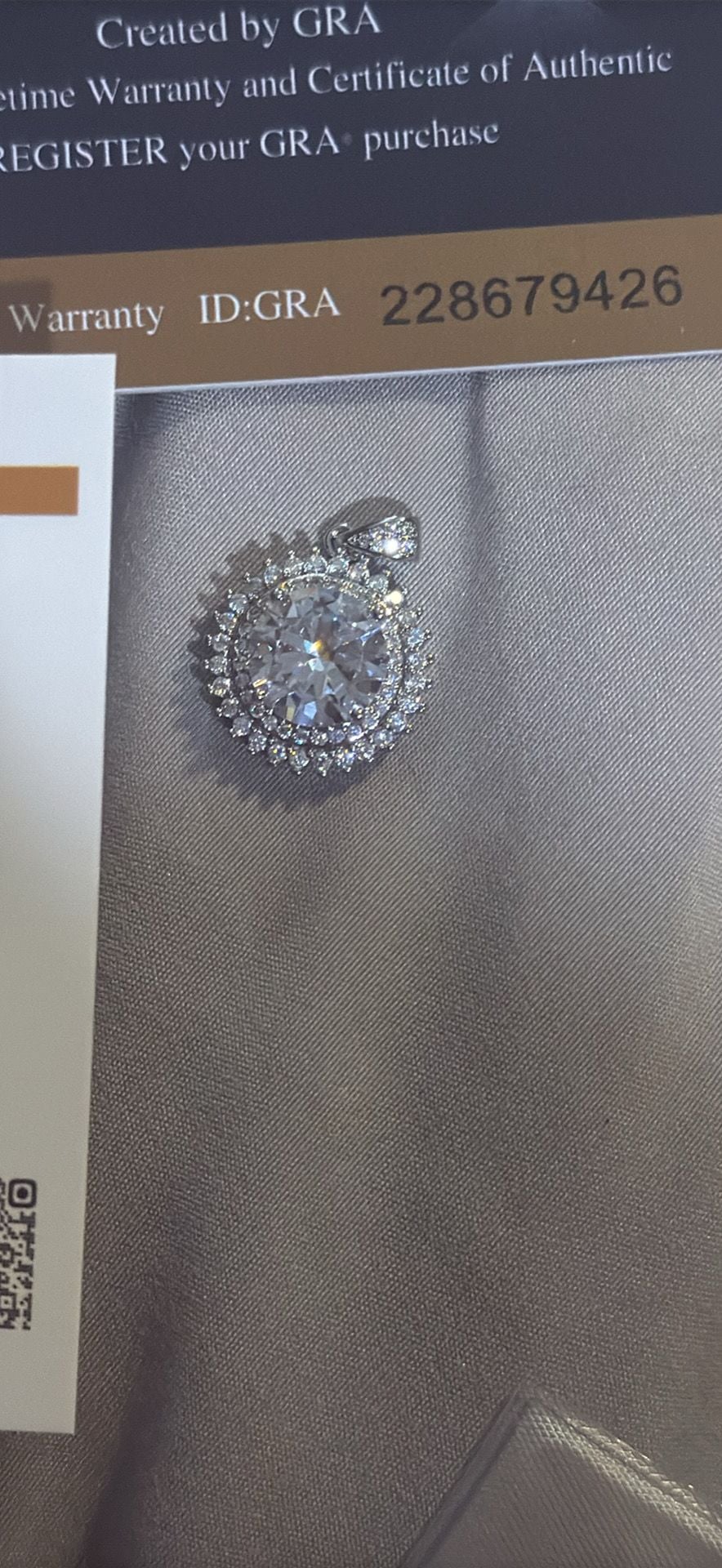 6.0 Carat Round Cut Moissanite Halo Pendant Necklace with GRA Certificate 1