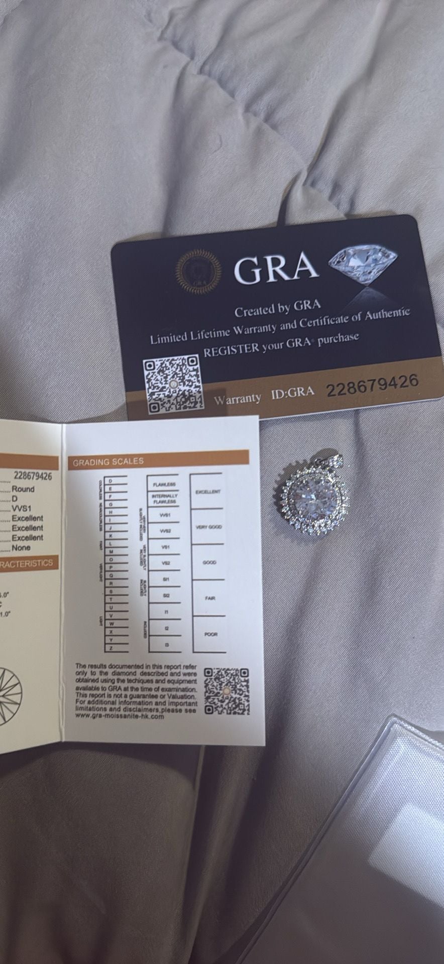 6.0 Carat Round Cut Moissanite Halo Pendant Necklace with GRA Certificate 2
