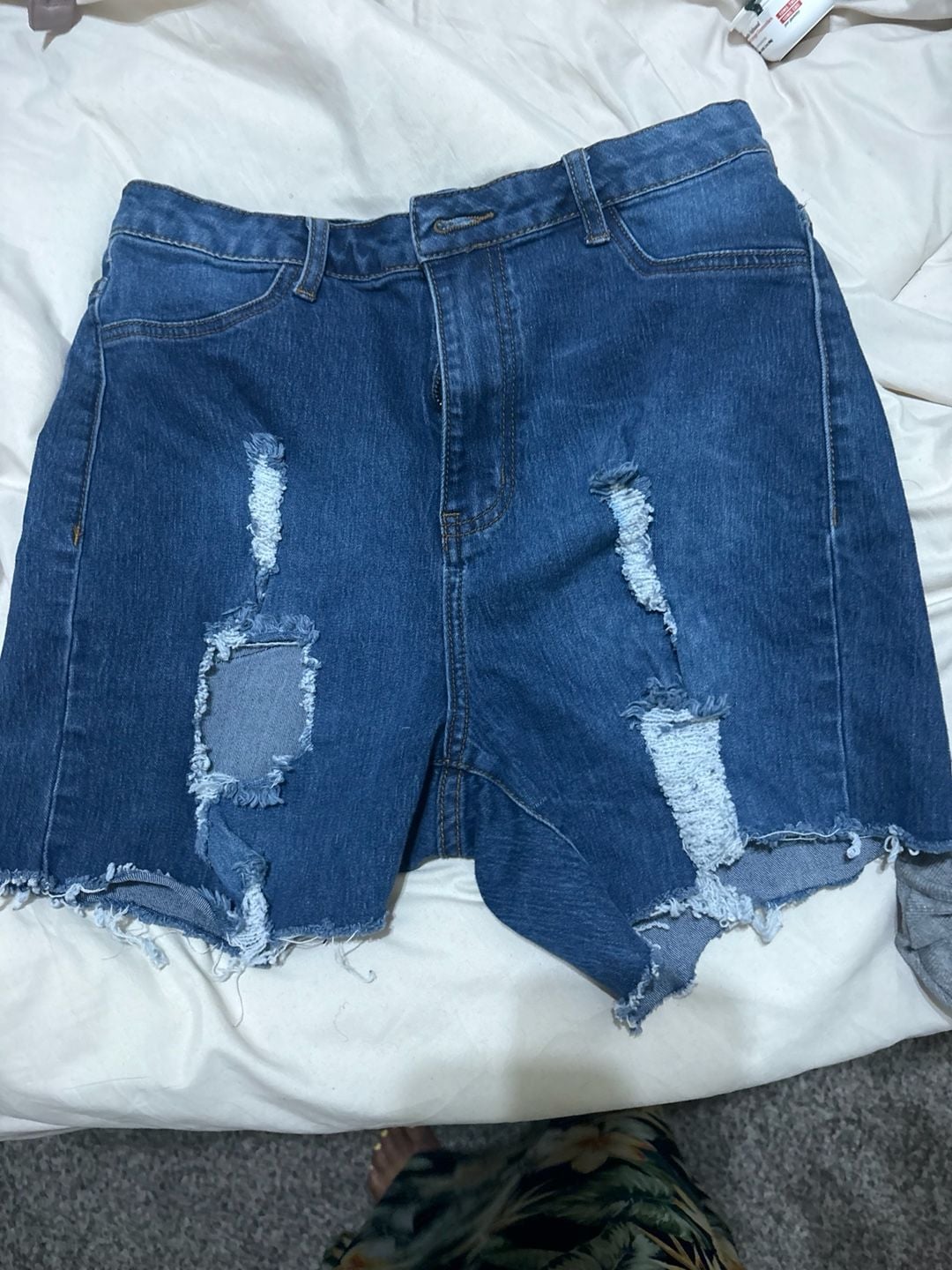 Fashion Nova Distressed Raw Hem High-Rise Denim Bermuda Shorts Size 11 2