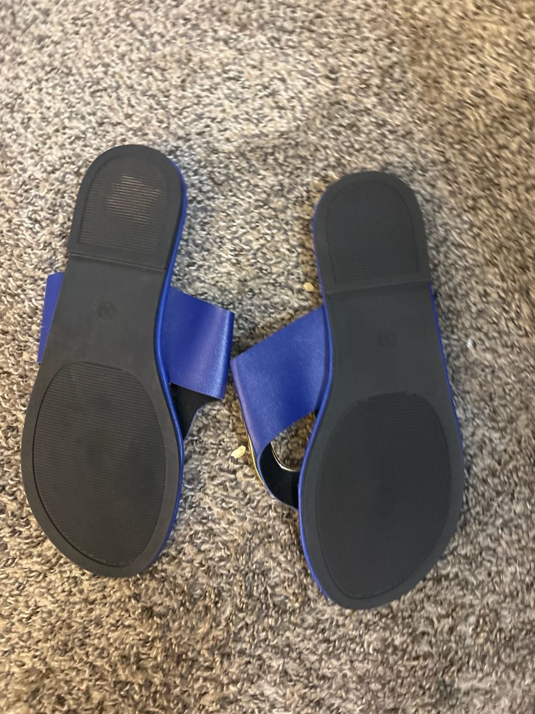 Women's Royal Blue Flat Thong Sandals with Gold-Tone Geometric Hardware 2