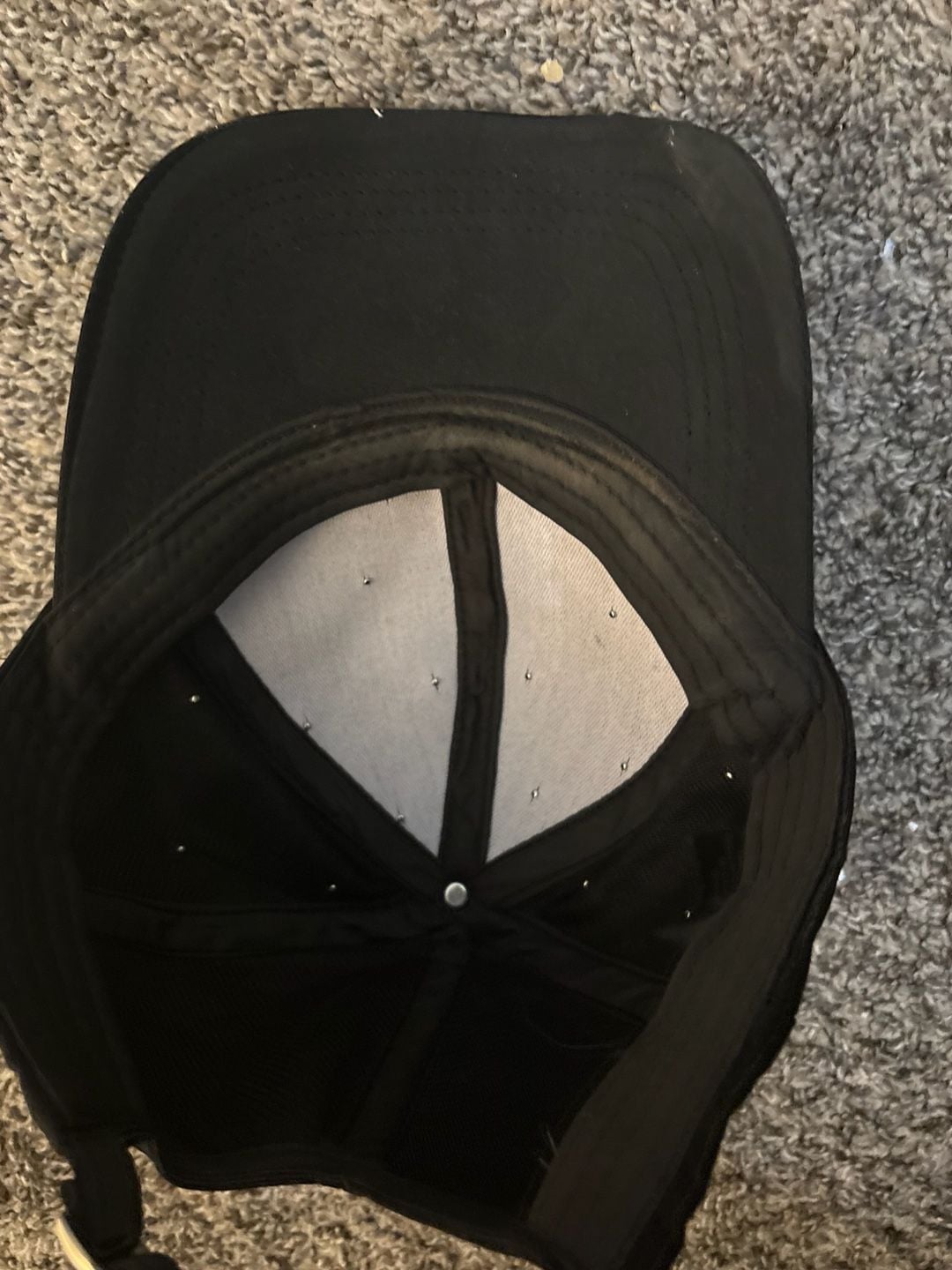 Black Satin Baseball Cap with Faux Pearl Stud Embellishments 2