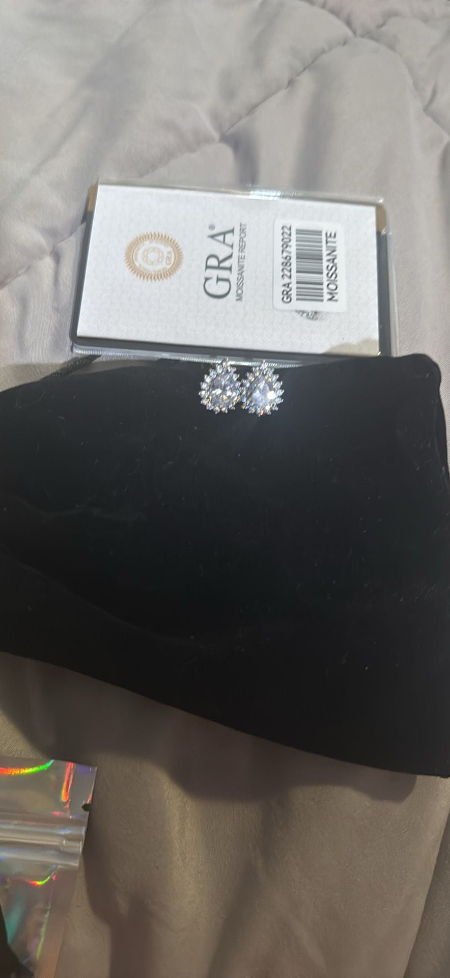 GRA Certified Pear Cut Moissanite Halo Stud Earrings 2