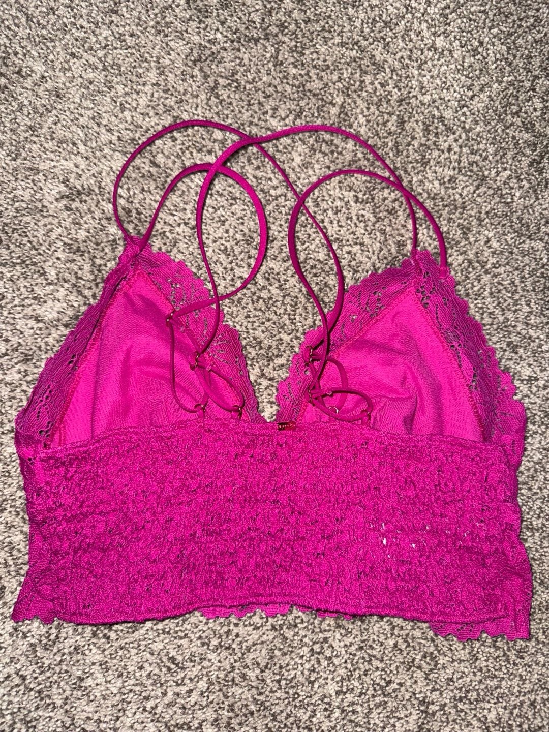 Victoria's Secret PINK Lace Strappy-Back Longline Bralette Magenta 2