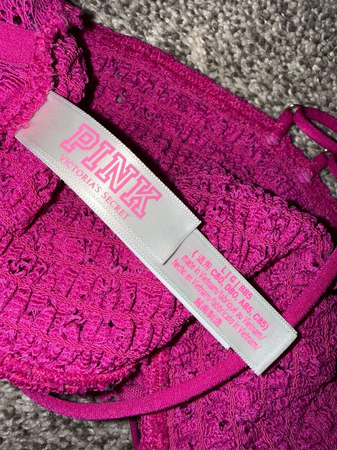 Victoria's Secret PINK Lace Strappy-Back Longline Bralette Magenta 3