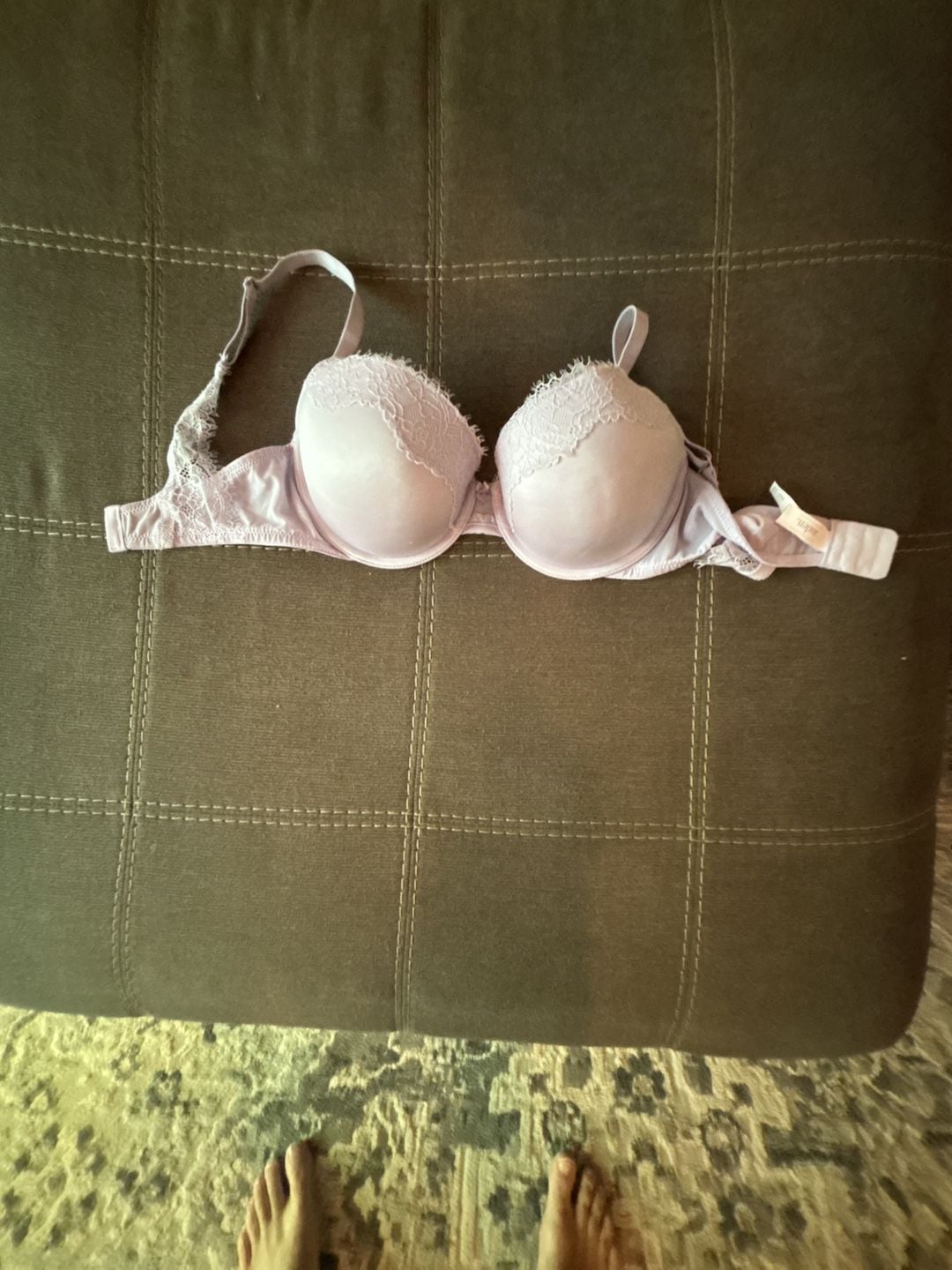 Auden Lavender Lace Trim Lined Demi Bra 34D 1
