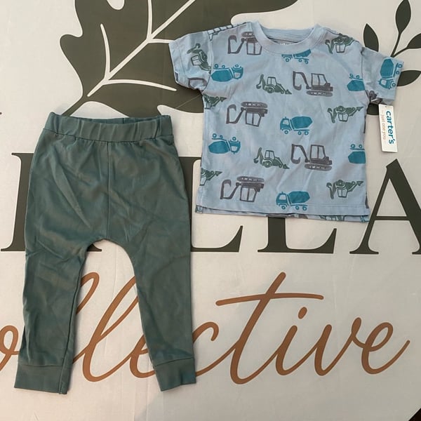 Carter's 18M Baby Boys 2-Piece Construction Vehicle T-Shirt and Jogger Pant Set